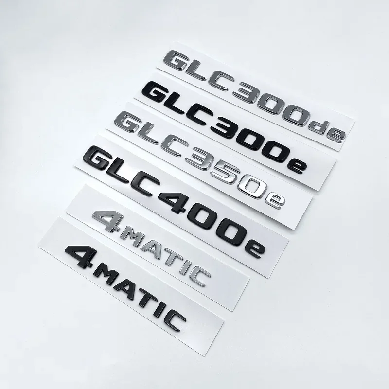 3D Chrome Black Letters GLC300de GLC300e GLC350e  GLC400e 4Matic Emblem for Mercedes Benz GLC X253 Car Trunk Logo Sticker