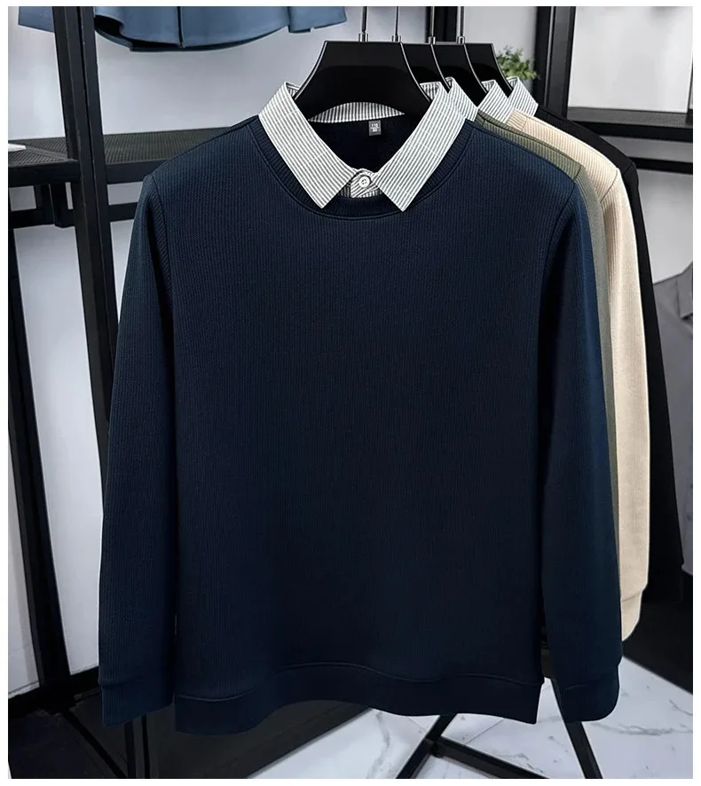 Hochwertiger gefälschter zweiteiliger Reverspullover für Herren, neue Mode, hautfreundlich, Komfort, Plüsch, warm, luxuriös, Trend, lässiger Pullover – Detail 15