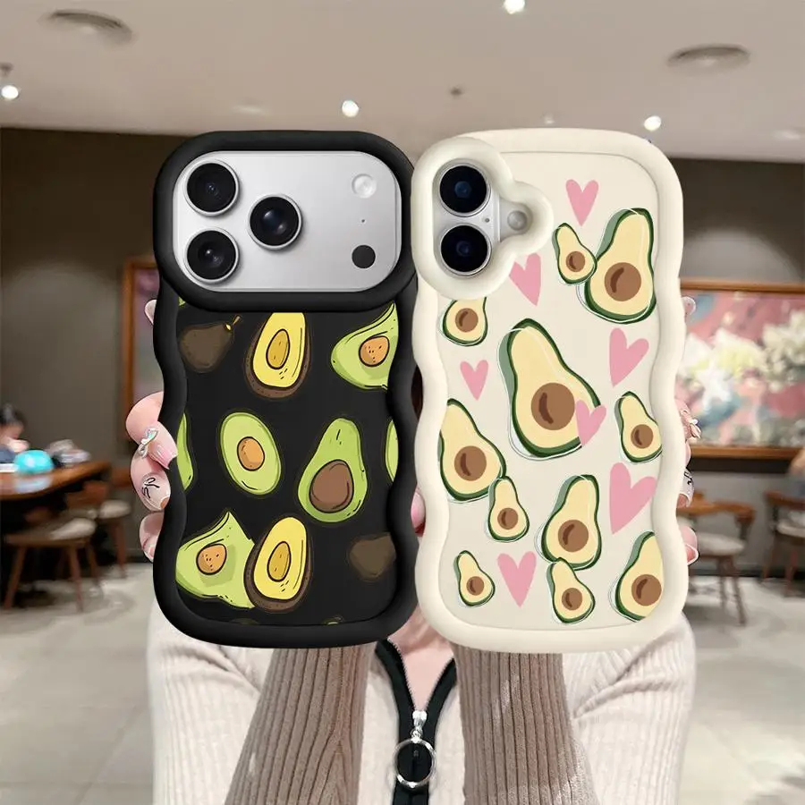 حافظة فواكه الأفوكادو لهاتف آيفون 8 14 11 XR 16 Pro Max 12 17 Air 15 Plus 13 غطاء هاتف ناعم