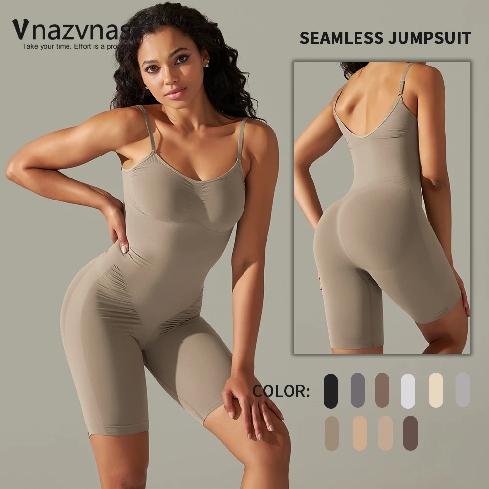 

Vnazvnasi Seamless Fitness Suit Yoga Jumpsuit Highly Elastic Bodysuit Women Workout Clothes Push Up Shorts Sportswear Gym Outfit