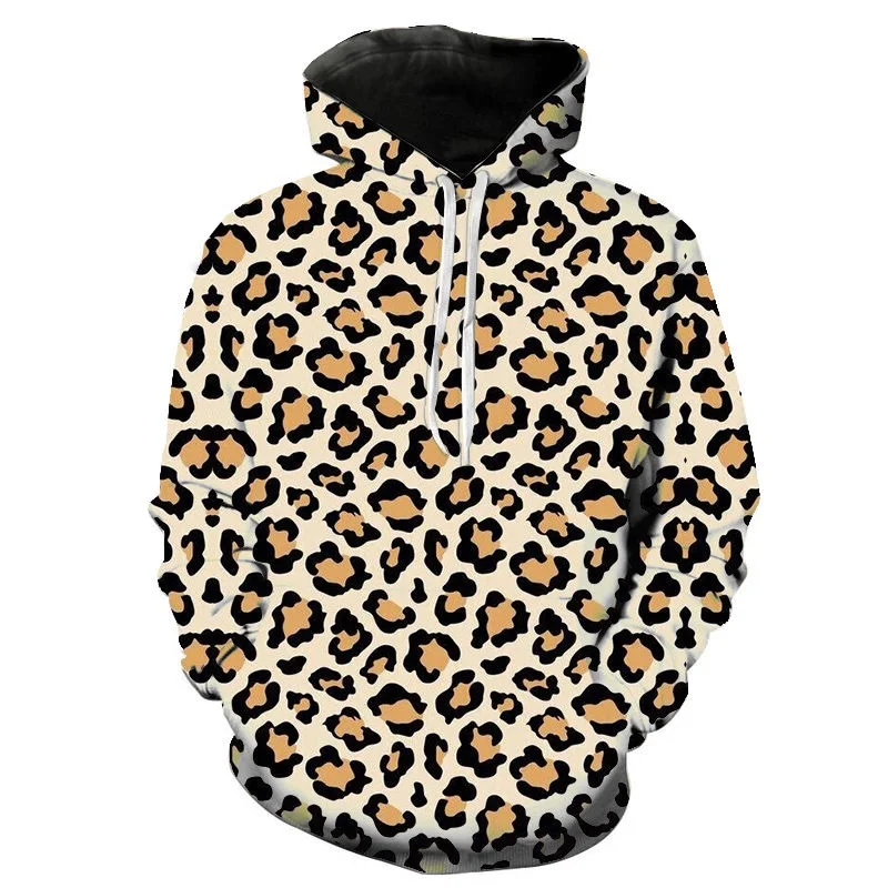 3D Printed Leopard Print Sweatshirt Men Women Children Cool Fashion Hoodie Pullover Long Sleeve Street Wear Kids Boys Girls Top