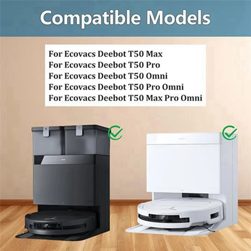 A83G-18PCS untuk Ecovacs Deepot T50 Max/T50 Pro/T50 Omni/T50 Pro Omni/T50 Max Pro Omni Suku Cadang Pengganti Sikat Filter Kantong Debu Pel