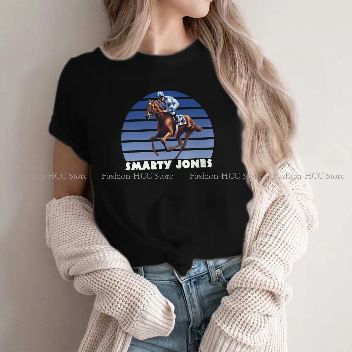 Horse Racing Sports Polyester TShirt for Women Classic Soft Summer Tee T Shirt Novelty Trendy