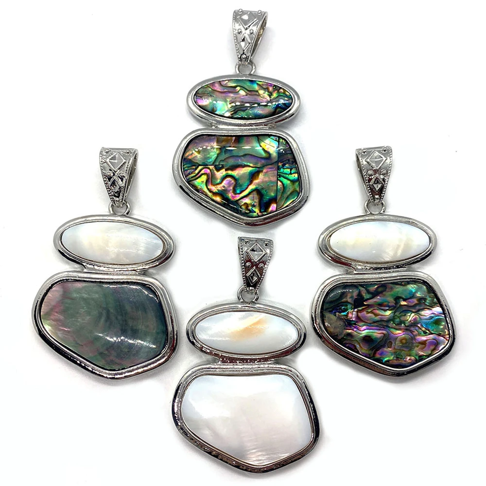 Irregular Vintage Natural Freshwater Shell Pendant Abalone  Mother Of Pearl  Jewelry DIY Making Necklace Earring