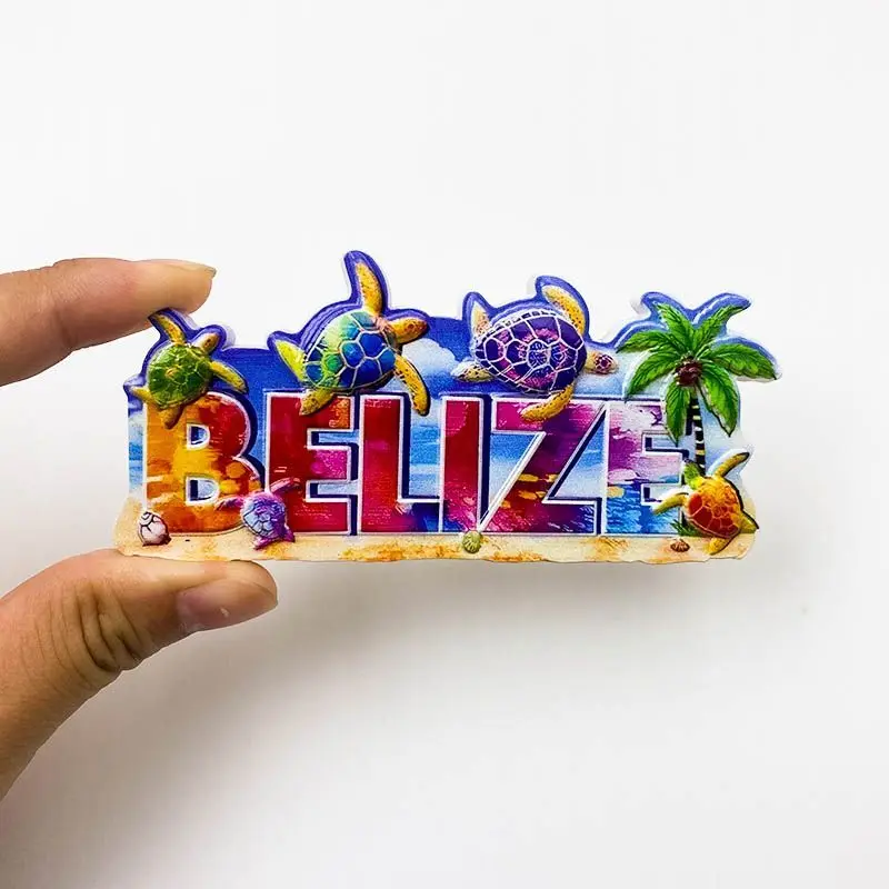 Belize City Refrigerator Magnets - Customized 3D Magnets with English Text from Around World as Travel Souvenirs