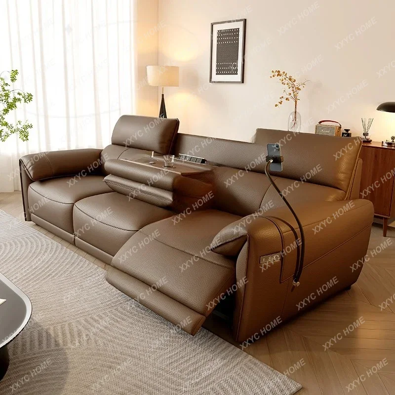Modern Luxury Electric Recliner Home Sofa Set Genuine Leather Upholstery Latest Design for Living Room Wholesale