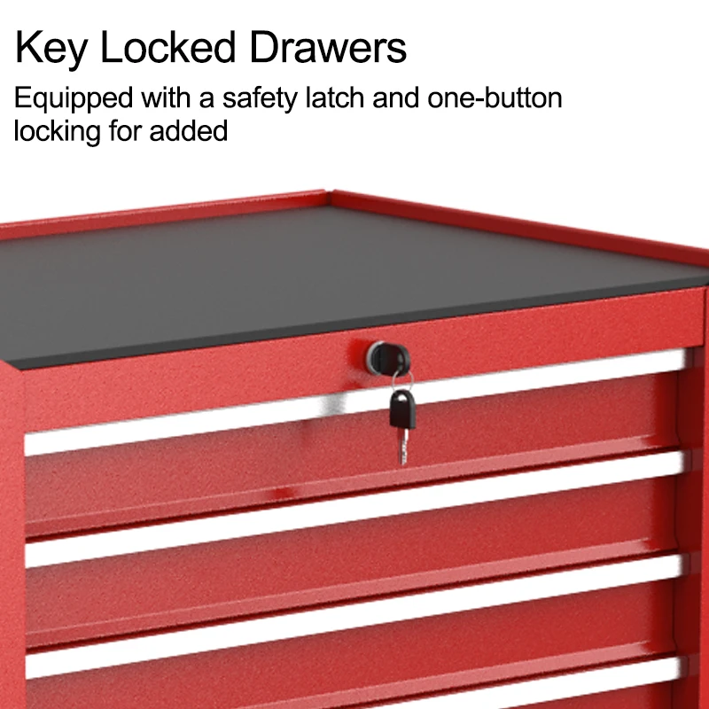 Tool Cart with 7-drawer Anti-slip Tabletop Multifunctional Mechanic Professional Cabinet Cart for Garage Barbershop Too Trolley