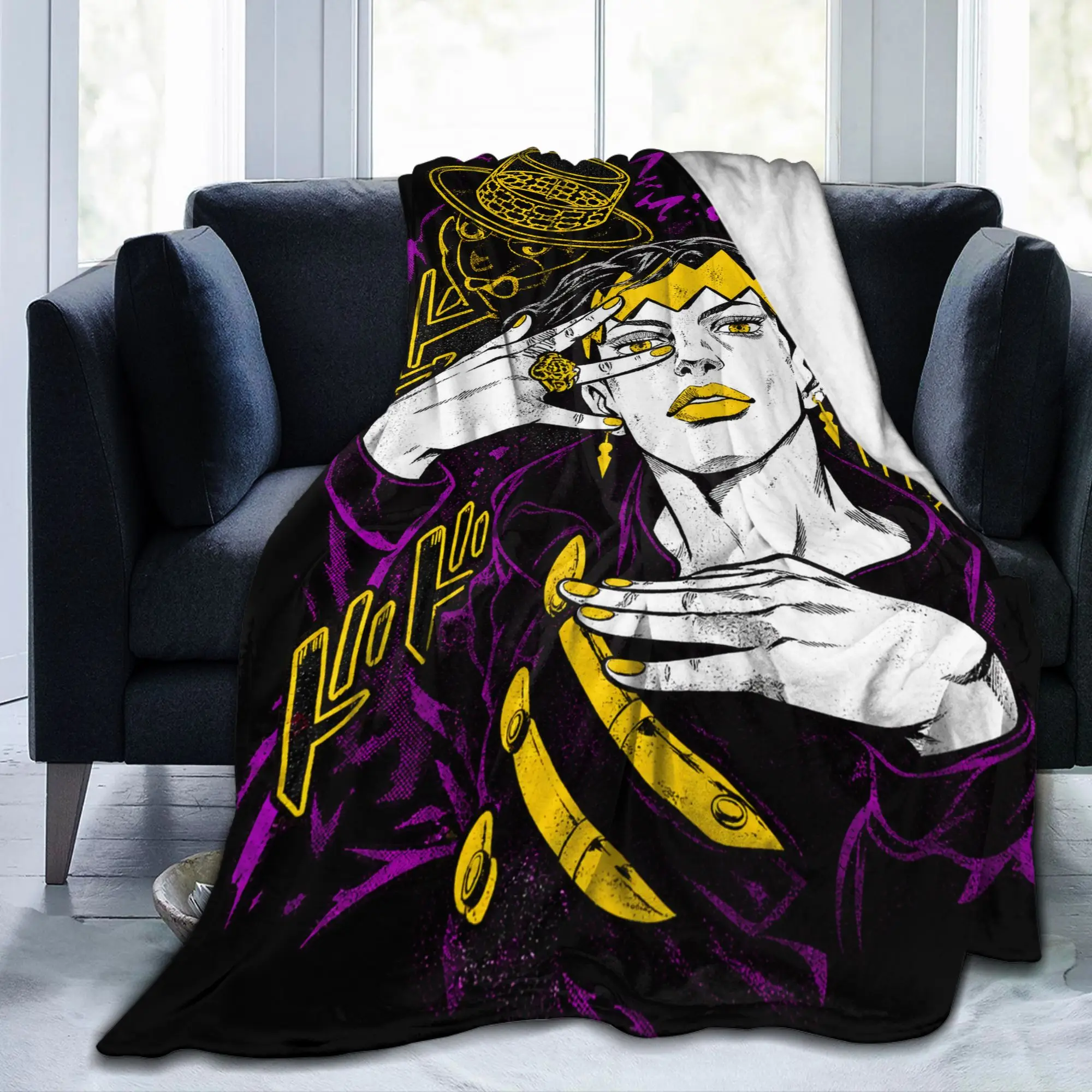 Jojo's Bizarre Adventure Rohan Kishibe Blanket Super Soft Fashion Plush Throw Blanket For Outdoor Flannel Bedspread Bed Cover