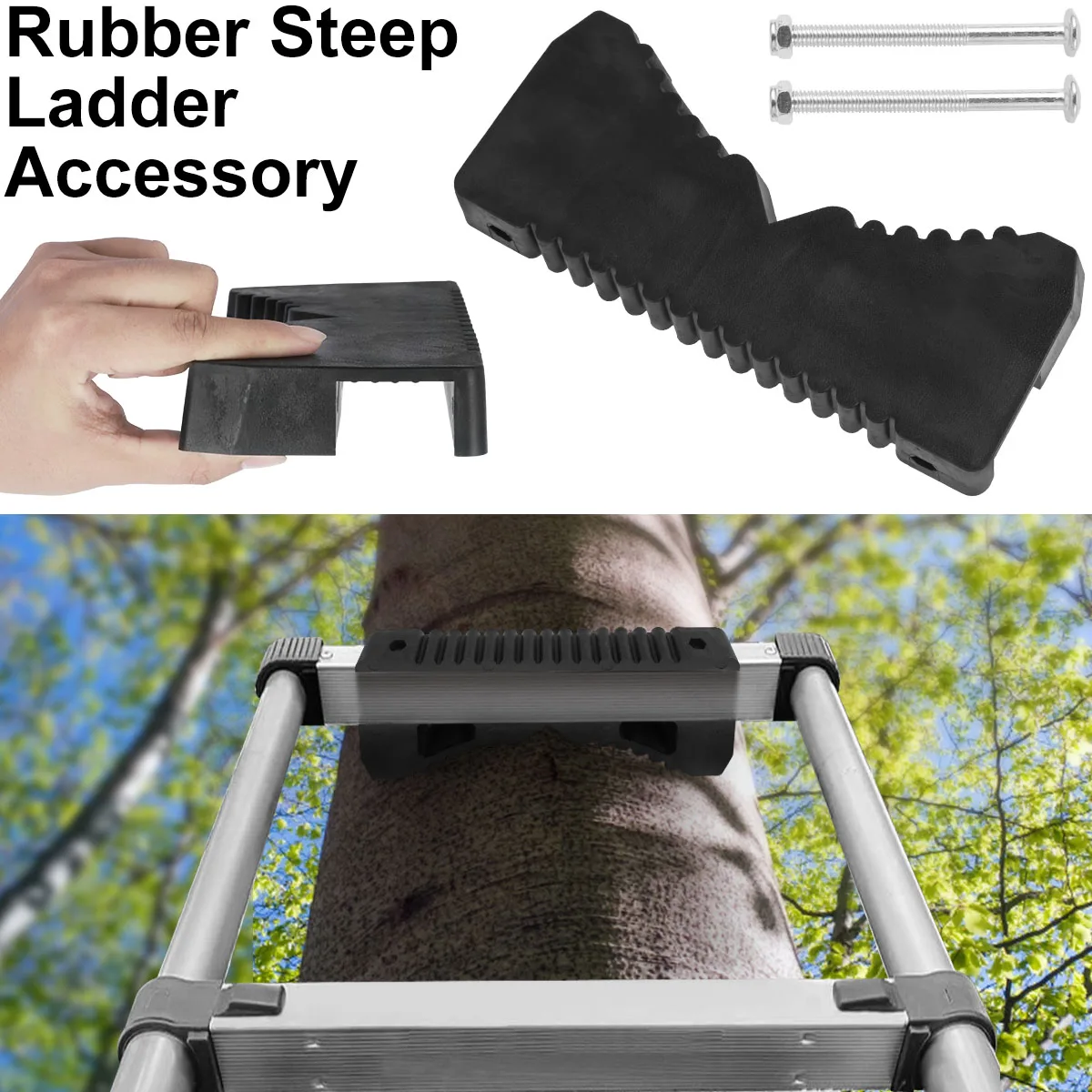 Rubber Steep Ladder Accessory Anti-Slip Ladder Stabilizer with 2 Screws Sturdy Ladder Rail Scratch Protection Rubber Durable