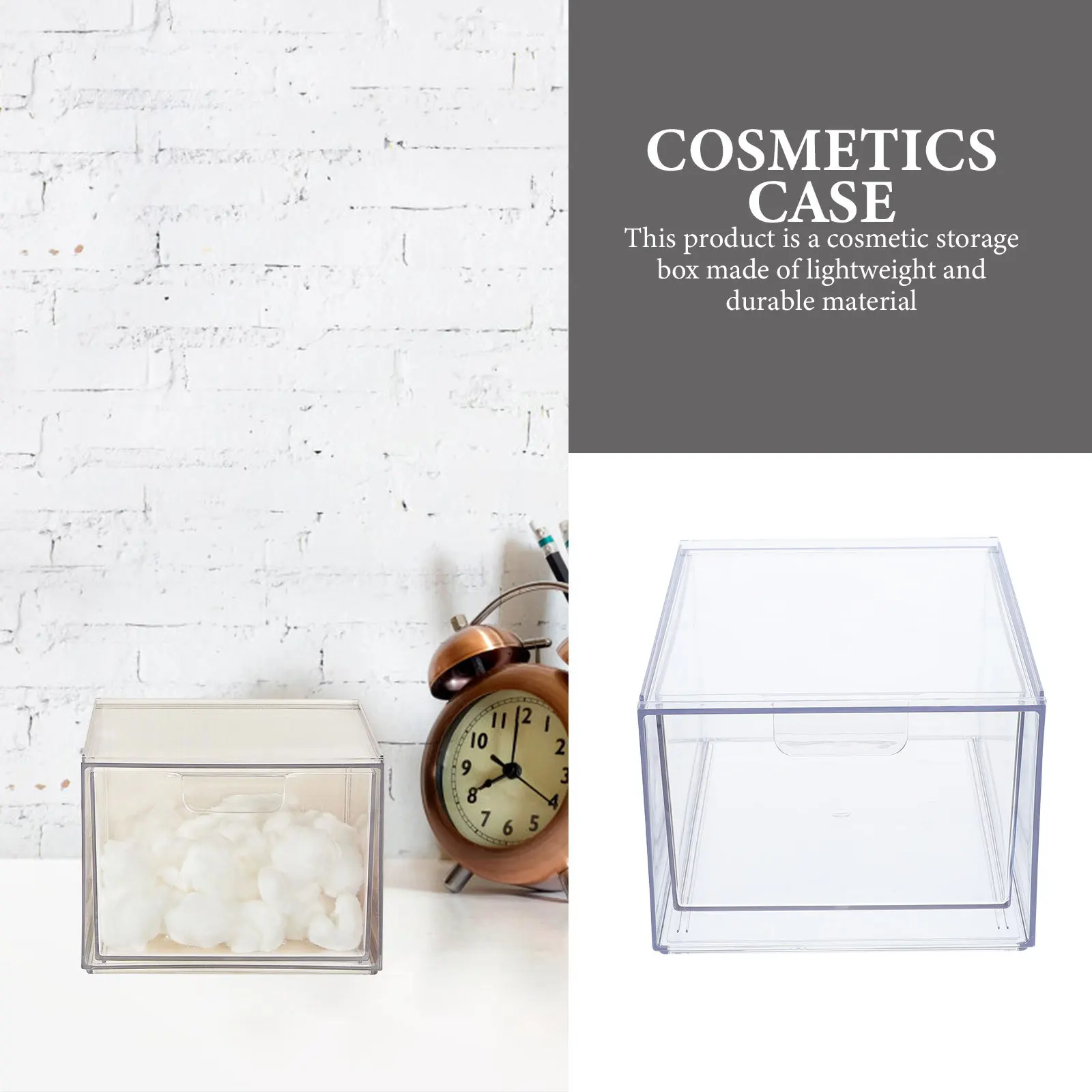 

Detachable Clear Storage Box for Cosmetics Jewelry Organizer Transparent Desktop Container Stackable Household Sundries Box