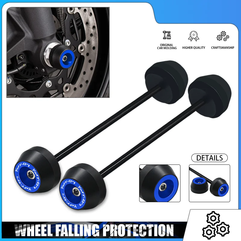 Motorcycle CNC Front Rear Axle Fork Wheel Protector Crash Sliders Falling Cap Pad For MT-07 MT07 FZ07 16-24 XSR700 2015-2024