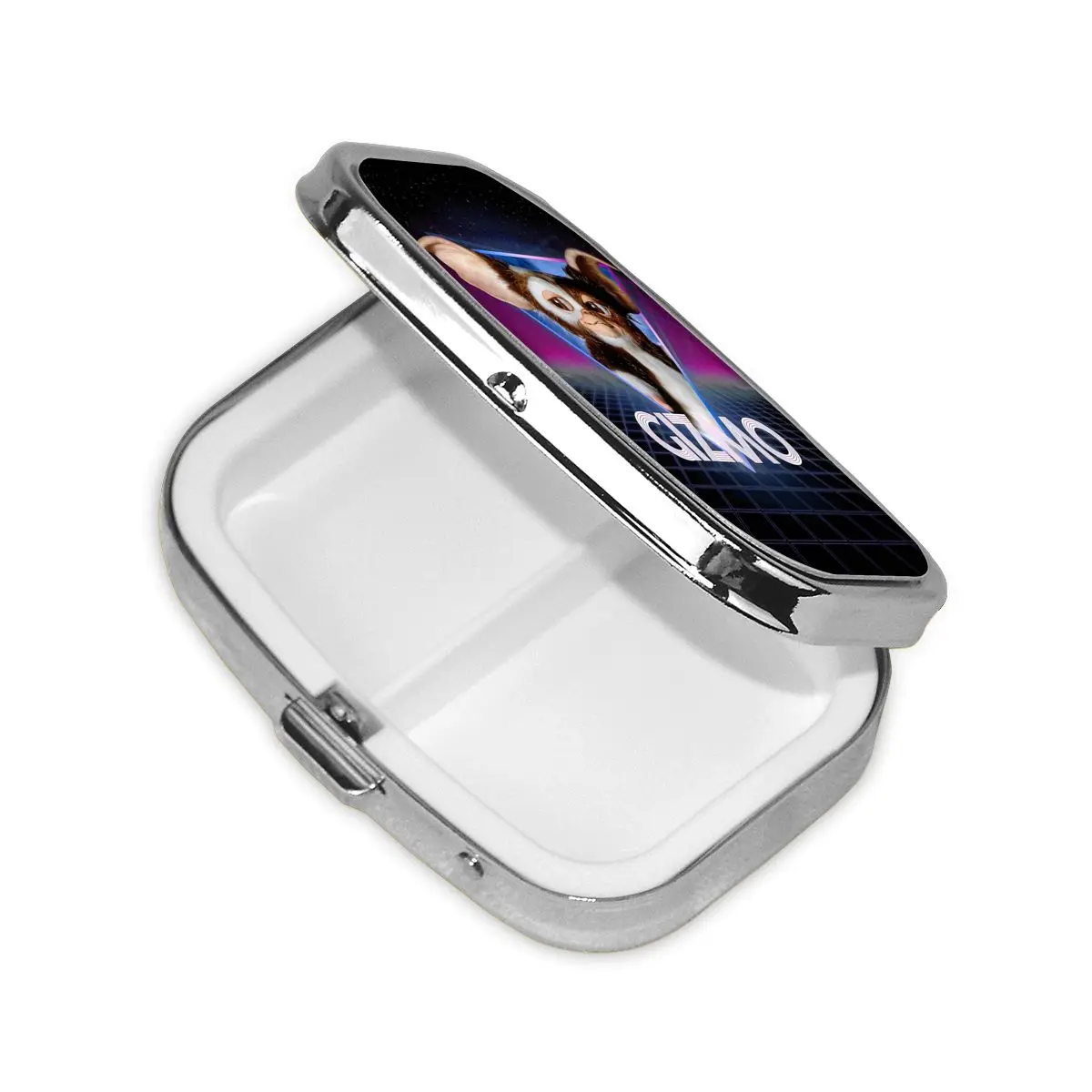 G-Gremlinses صندوق حبوب معدني مدمج موغواي مونستر رعب ريترو الخيال العلمي 2-مقصورة مربع علبة حبوب منع الحمل الحاويات للمحفظة