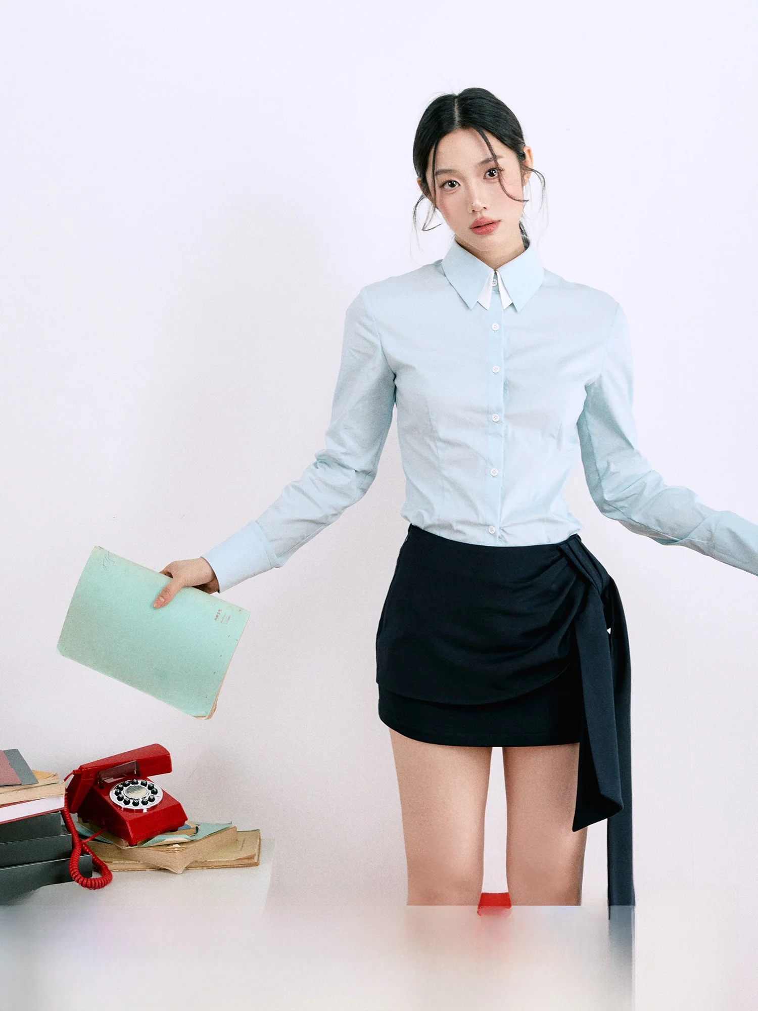 

Ele Knot f Skirt Women's Autumn Straight Tube ort Skirt Comfortable Polyester Fabric Midi Length Skirt