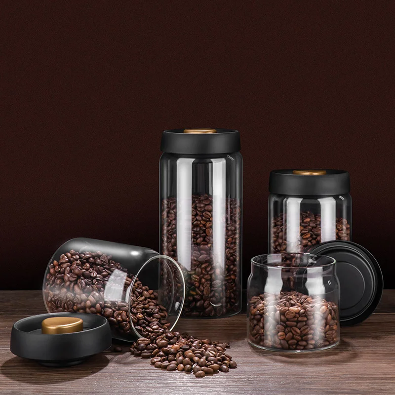 GIANXI Vacuum Sealed Jug Set Coffee Beans Glass Airtight Canister Kitchen Food Grains Candy Keep Fresh Storage Jar Set