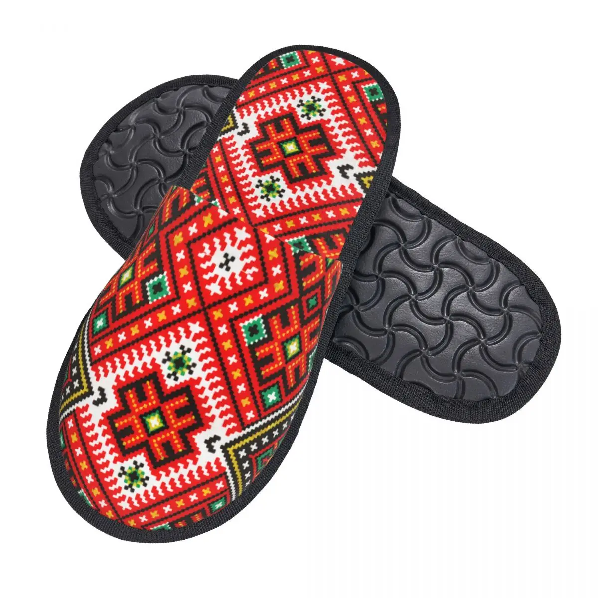 Custom Ukrainian Traditional Embroidery Memory Foam Slippers Women Soft Warm Vyshyvanka House Slippers