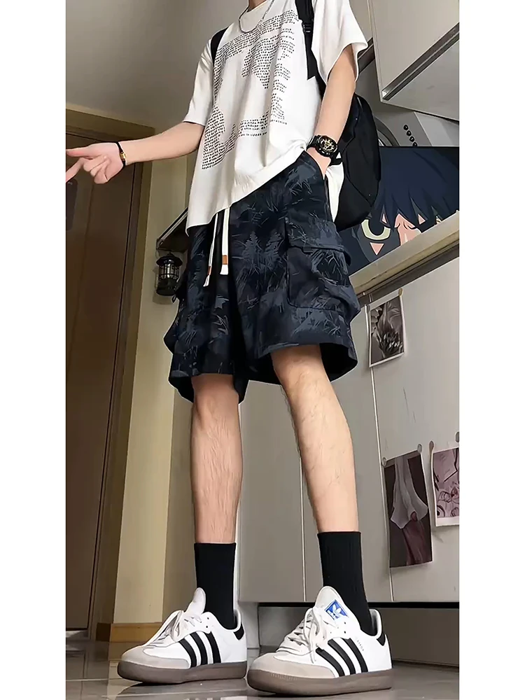 

American Sle Dyed orts Men's Summer Qui Dry Large ket Workwear Design Sports Casual Five-Quarter Pants