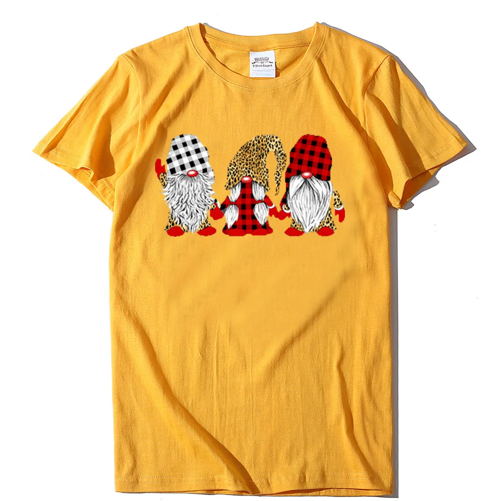 

Three Santa Claus Printed Round-neck T-shirts with Short Sleeves for Christmas in Europe and America Graphic T Shirts Harajuku