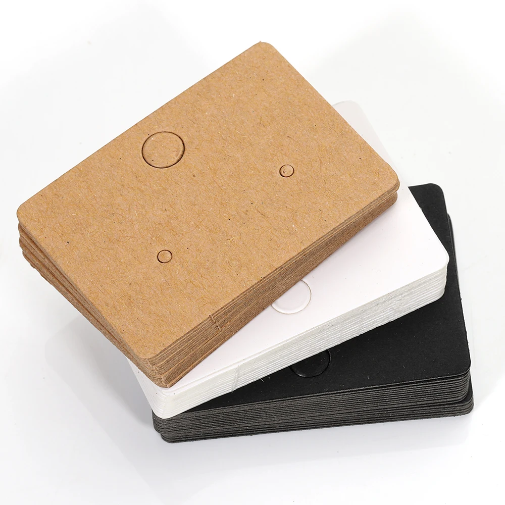 50pcs 3.5x2.5cm Blank Kraft Paper Card for Jewelry Display Ear Studs Earring Holder Retail Price Tag Cards Cardboard Packaging