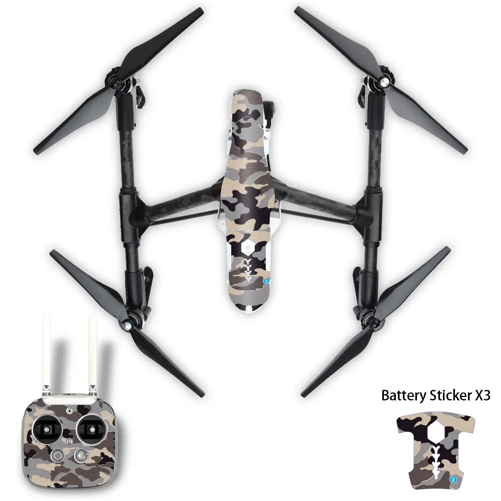 ملصق مائي على شكل ملصقات الجلد البلاستيكية ل DJI T600 إلهام 1 الطائرة بدون طيار لصقة جلد صناعي ملصق الطائرة بدون طيار الجسم + تحكم عن بعد + الذراع ملصقات