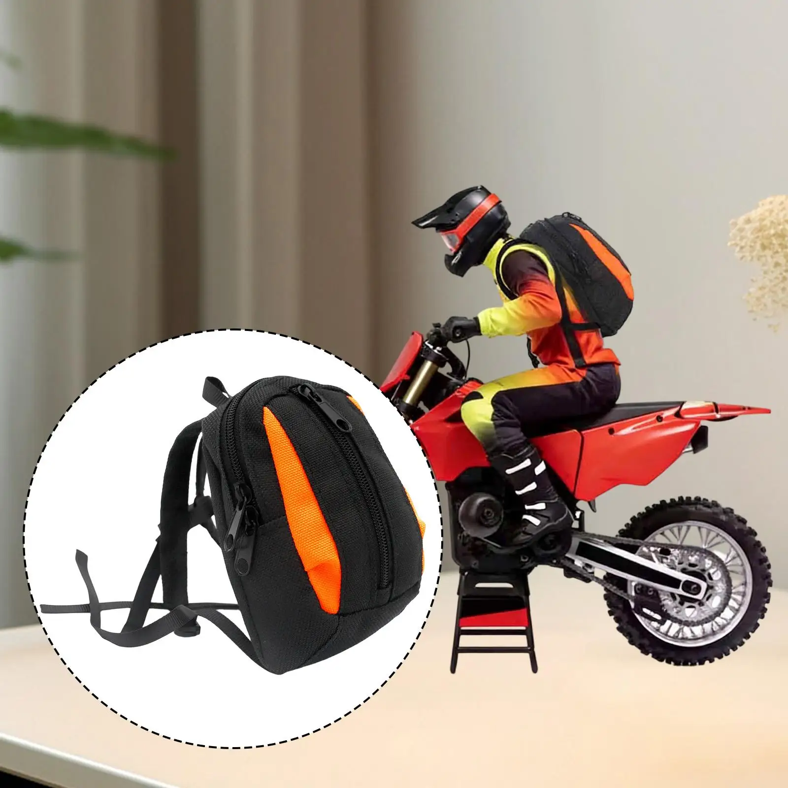 

Рюкзак-симулятор мотоцикла 1:4 для радиоуправляемых моделей, сменное снаряжение, декоративный рюкзак, маленькая сумка для пилота радиоуправляемого мотоцикла, декор для Promoto-mx