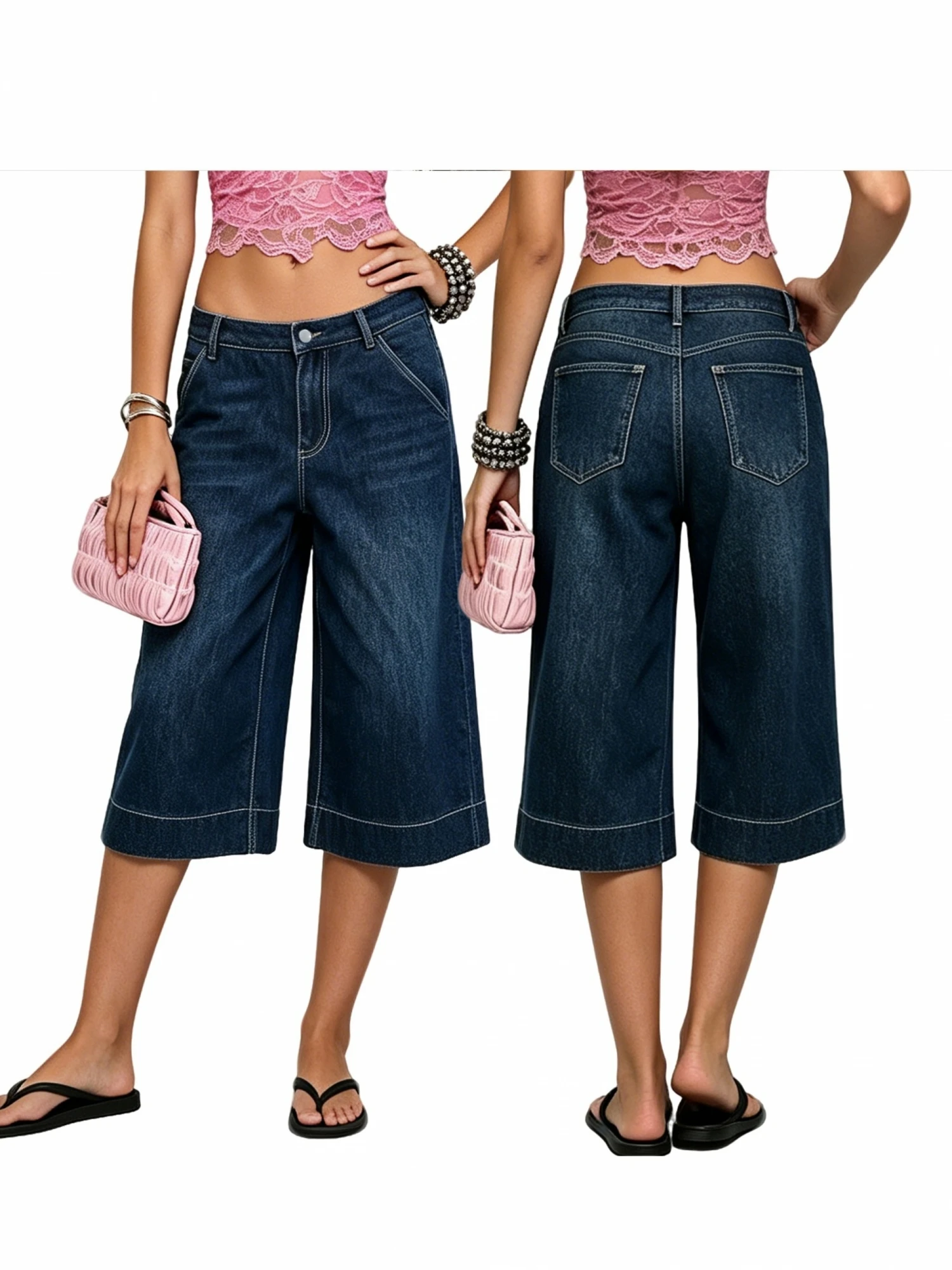 Stylish Denim Capri Pants Denim Capri Fit Bermuda Jeans Bermuda Rise Loose Rise Loose Fit Leg Low Rise Premium