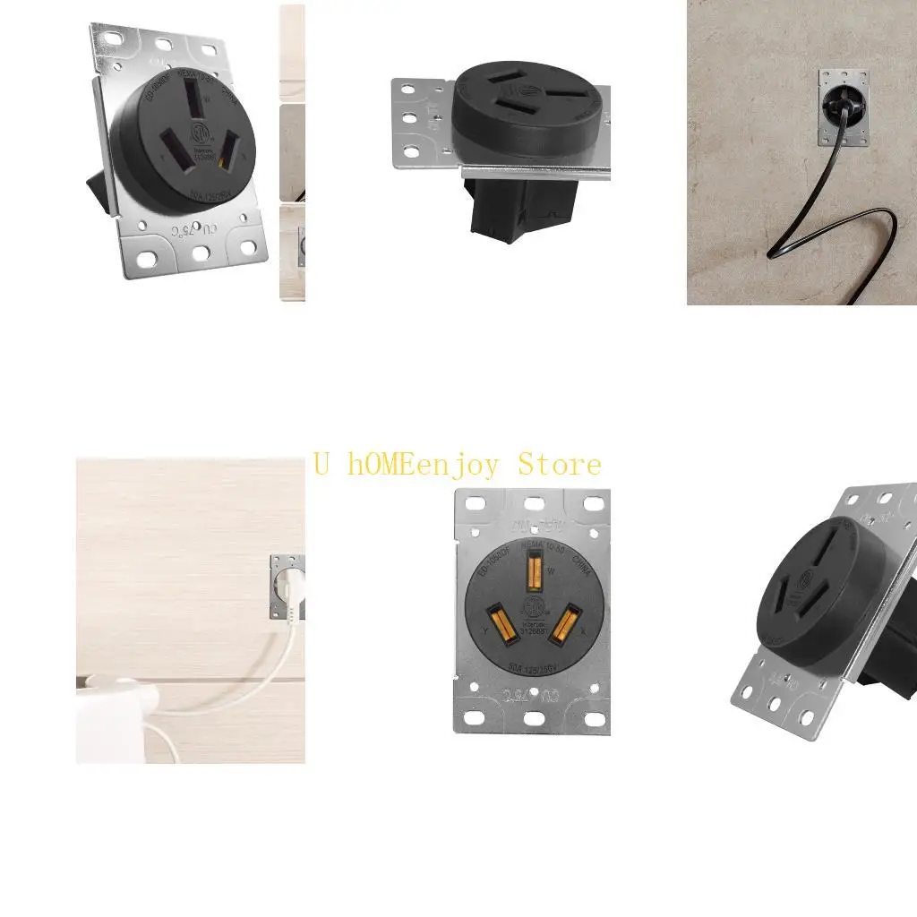 

B0KF 50Amp 3Prong Power Outlet Heavy Duty NEMA 10 50P Industrial Socket