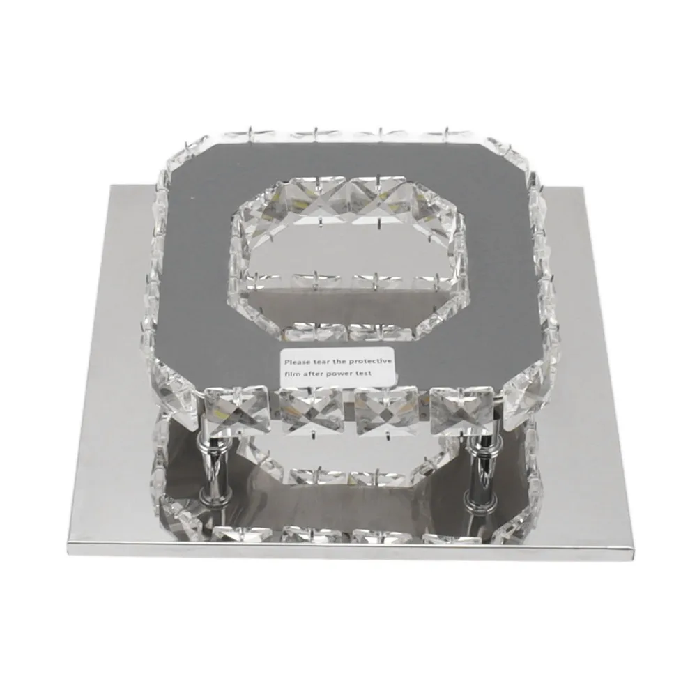 Square LED Ceiling Lamp 3 Color Temperature Faux Crystal Flush Mount Light 12W Wide Voltage 85-265V Ceiling Lamp Corridor