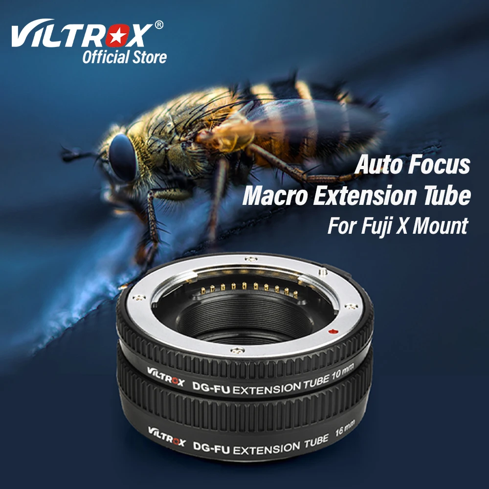 VILTROX DG-FU Fuji Macro Extension Tube Auto Focus Metal Lens Adapter Ring for Fujifilm X Mount Pro3 X-T4 X-T30 II X-H2 XS-10