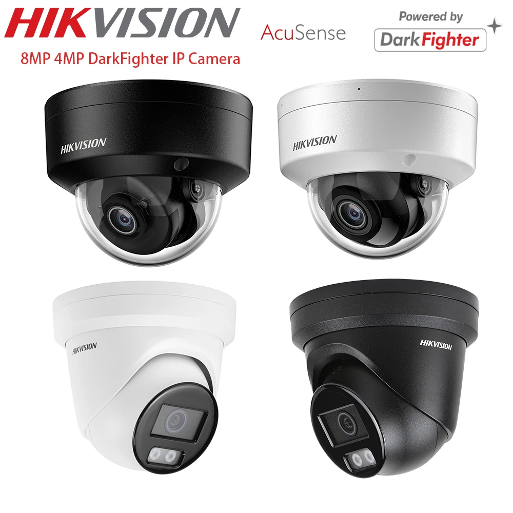 Hikvision DarkFighter 8MP/ 4MP IP Camera 4K AcuSense Fixed Dome Turret Network Camera