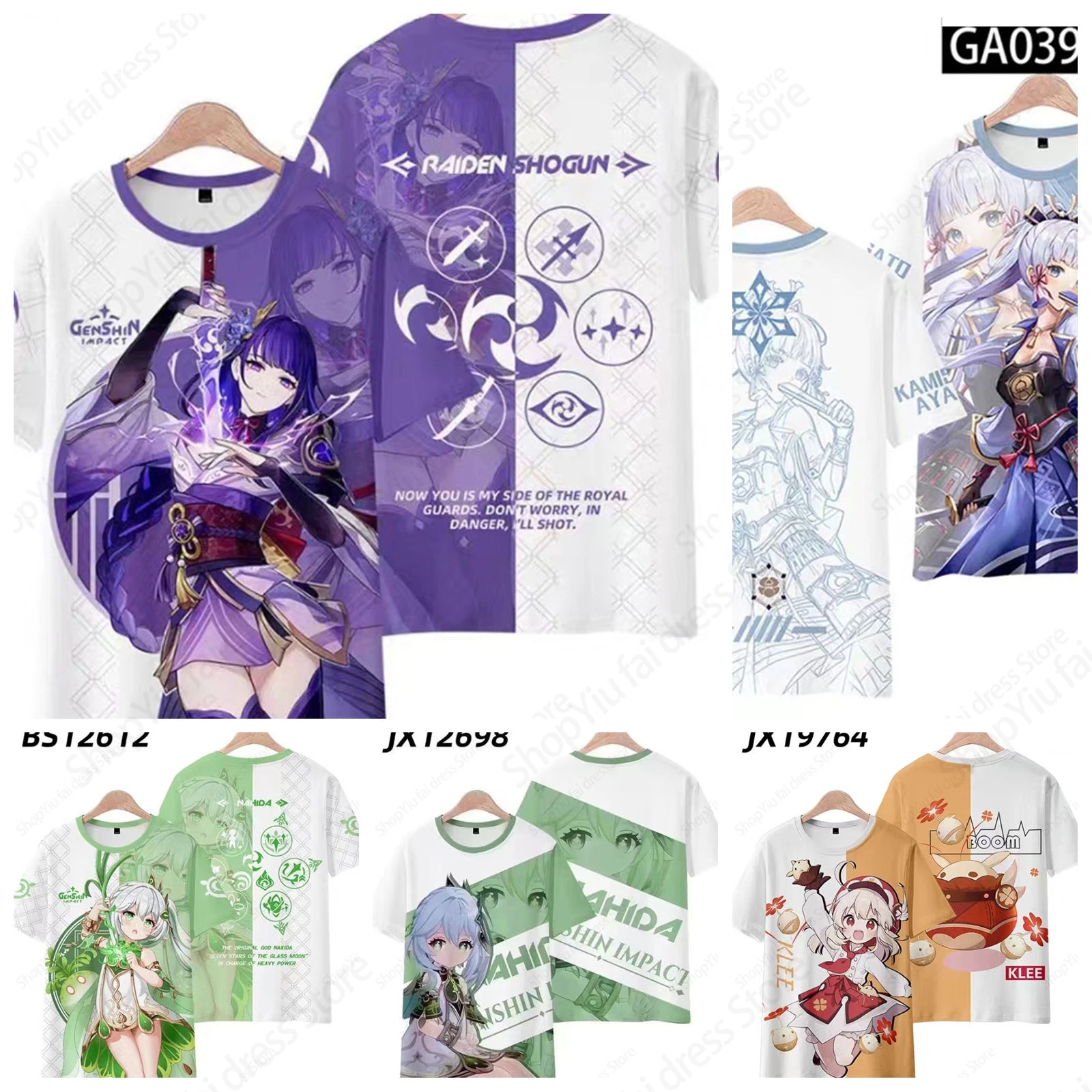 Camiseta con estampado 3d de Anime Genshin Impact, camiseta a la moda para hombres y mujeres, camisetas para niños, camisetas de manga corta, camiseta Kawaii para niñas