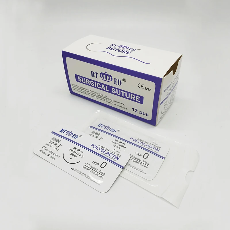 300 штук RTMED Haidike Violet PGLA плетеный шовный материал USP 8/0-USP4 75/90/120 см, сертифицирован CE, класс III, для использования в больницах, OEM.