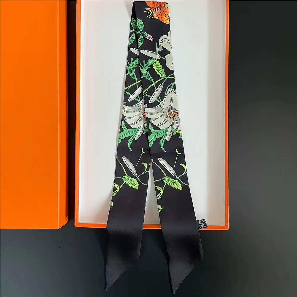 2025 Luxury Horseshoe Lock Polyester Silk Scarf Women's All Seasons  Decorative Thin Scarf Scarf Headband 90*5cm image 6