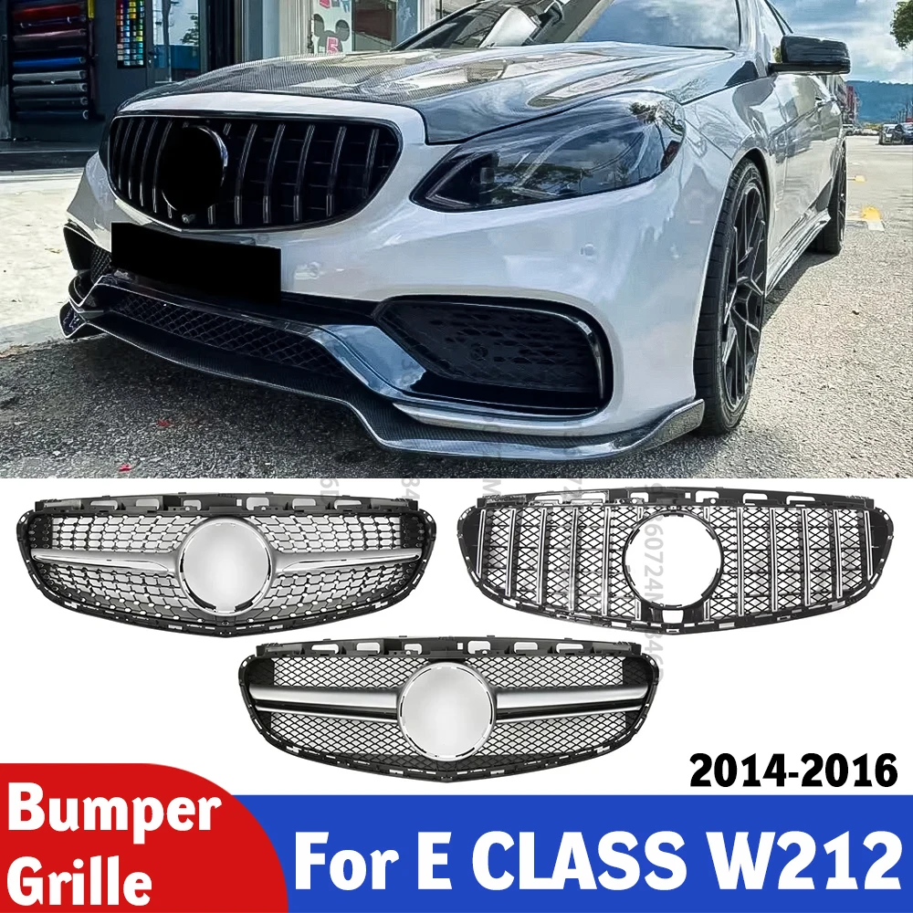 

For Mercedes W212 AMG Style Front Grille Gloss Black Panamericana Mesh Replace OEM 2009 2014 2015 2016