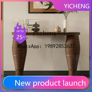 X7  Solid Wood Entryway Table Wabi-Sabi Vintage Style Hallway Decorative Entryway Console