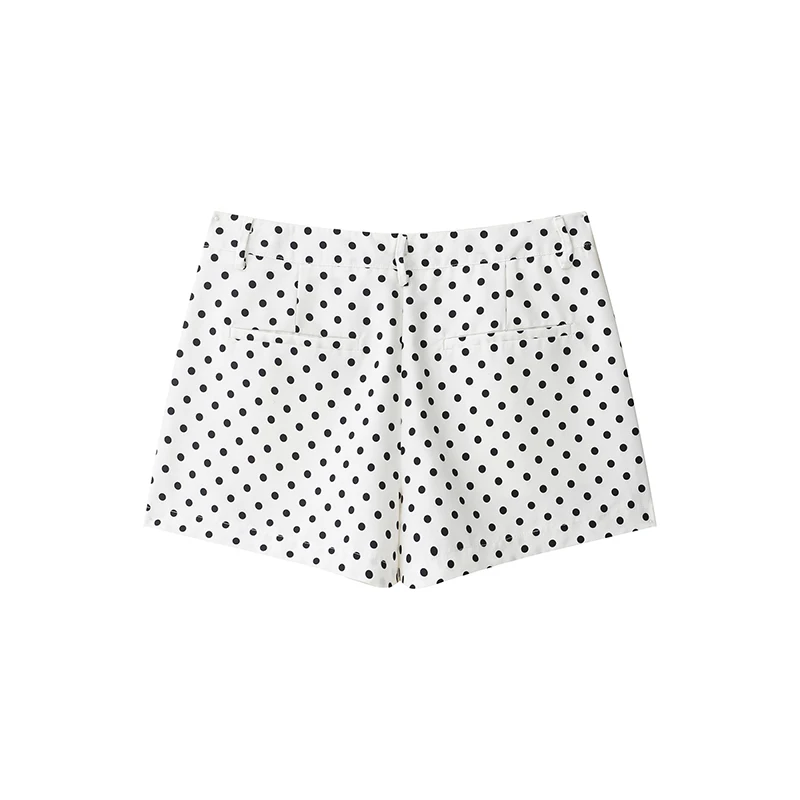 Willshela Women Fashion Dot Printed Front Zipper Mini Shorts Vintage High Waist Female Chic Lady Shorts