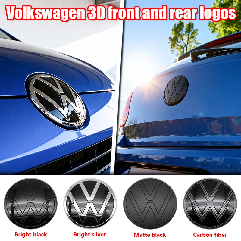 1 unidad de emblema de coche de 110 mm para maletero trasero y 139 mm para capó delantero, compatible con Volkswagen Polo 2019 2020 2021 2022 2023 2024, accesorios para automóvil