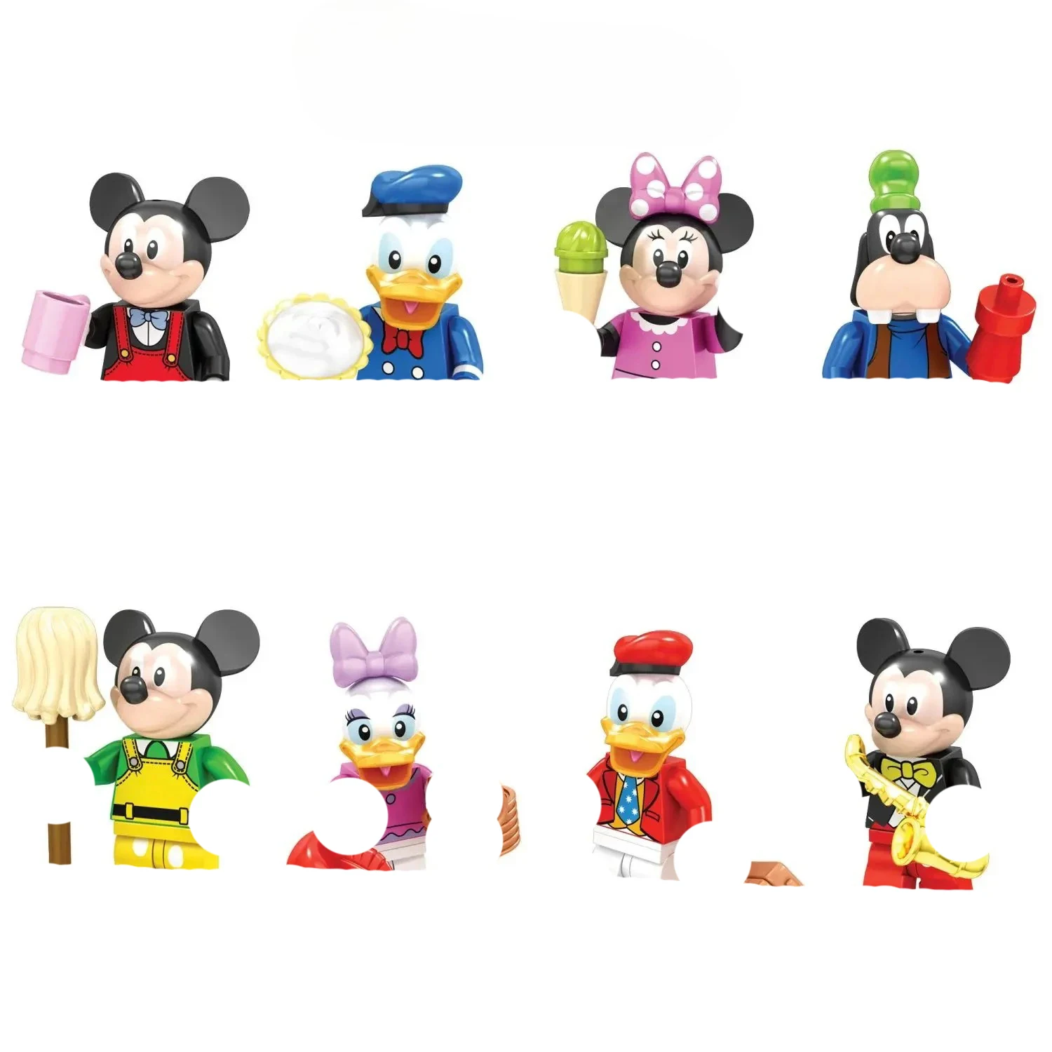 Disney figura de ação mickey mouse mini bloco de construção brinquedos para crianças pato donald anime figura presentes do feriado para meninos e meninas