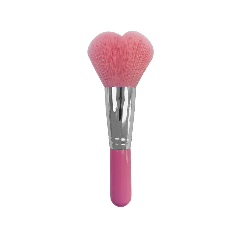 Newly High-End Quality Makeup Brush Pink Heart Shape Pink Synthetic Hair Powder Blush Makeup Brush Wood Handle Face Beauty Tools