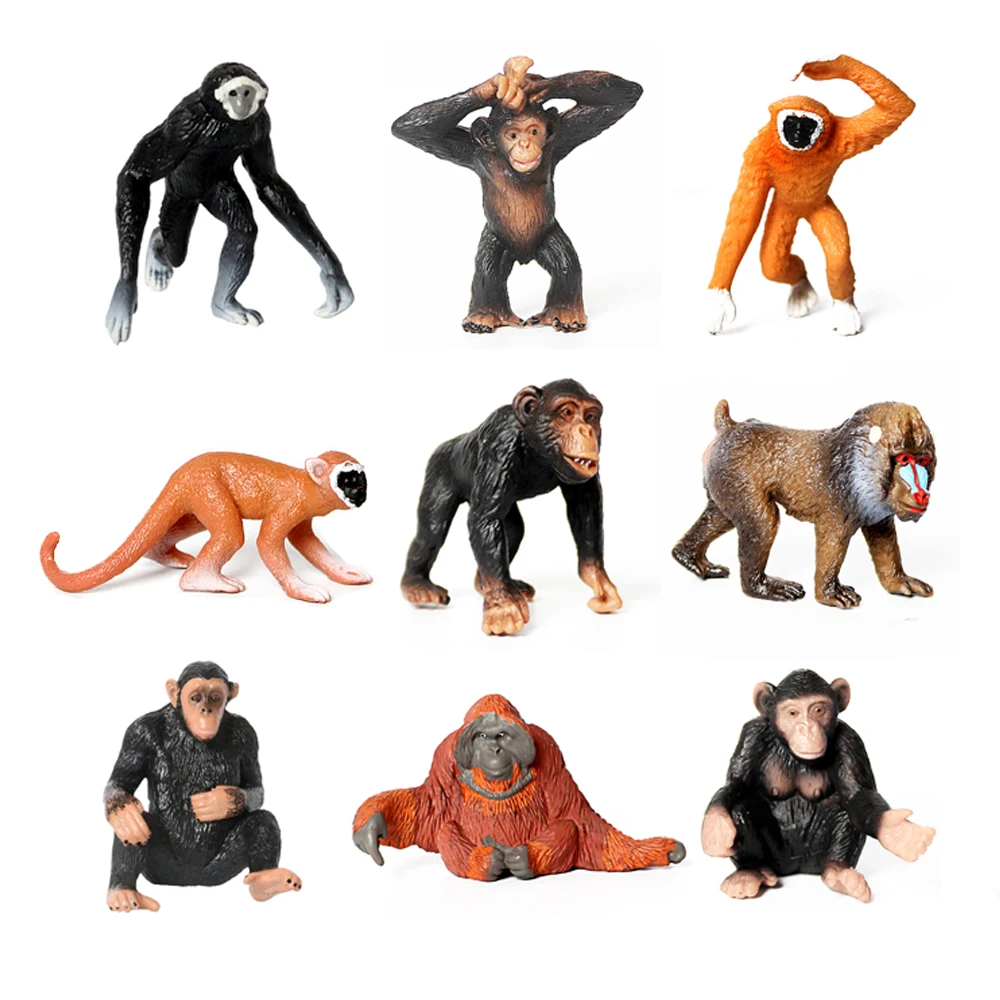 Scimmia di plastica Modello Giocattoli Scimmia Gorilla Scimpanzé Figure Animali della Foresta Figurine Action Figure Giocattoli per bambini Giochi Regali per bambini