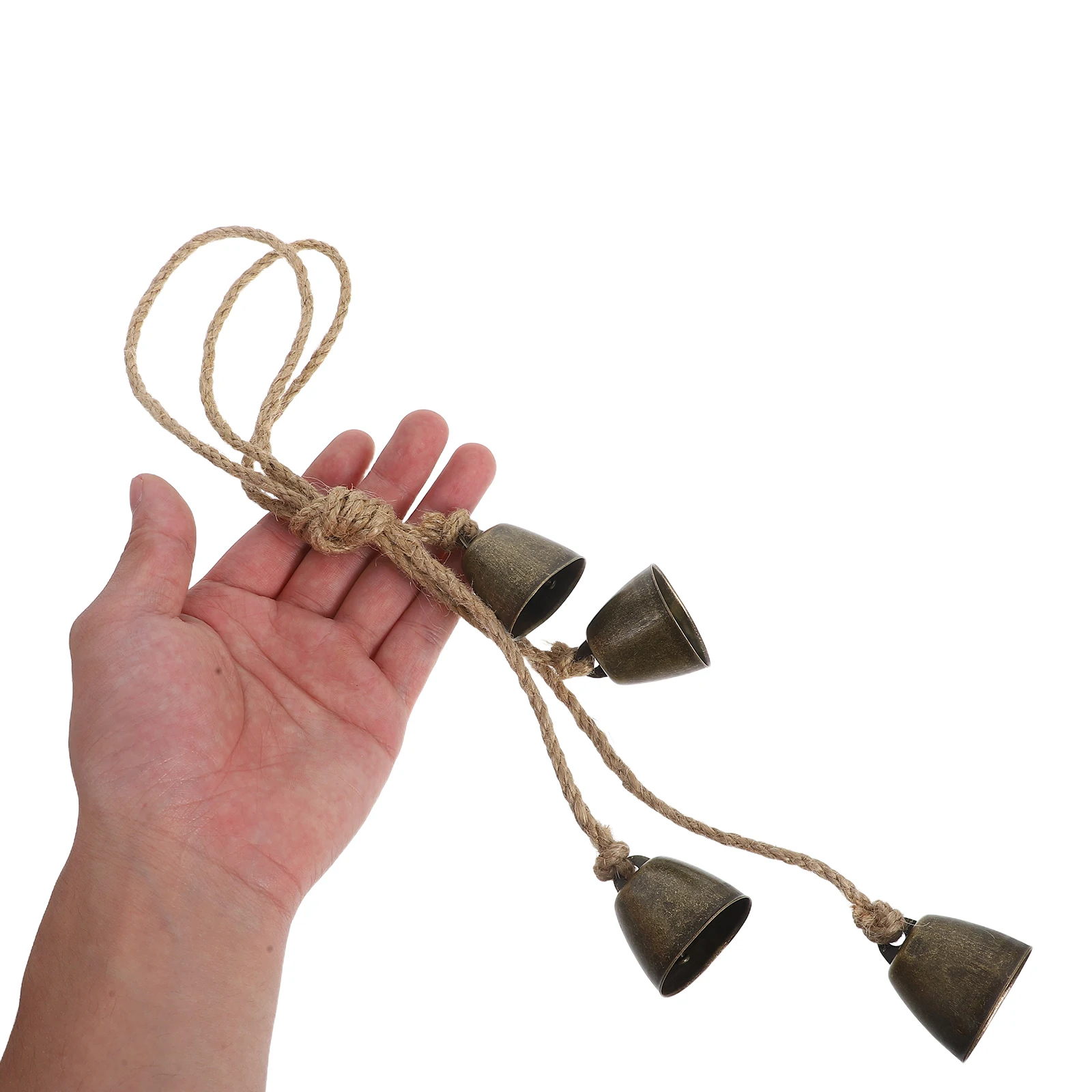 

Vintage Wind Chime Cowbells Metal Hemp Rope Mini Farmhouse Coffee Christmas Decor Chic