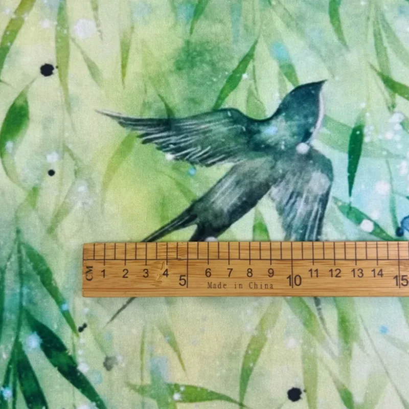 China Wind Willow Trees And Swallows Print Pure Cotton Plain Fabric For DIY Handmade Dress Cap Bag, M246