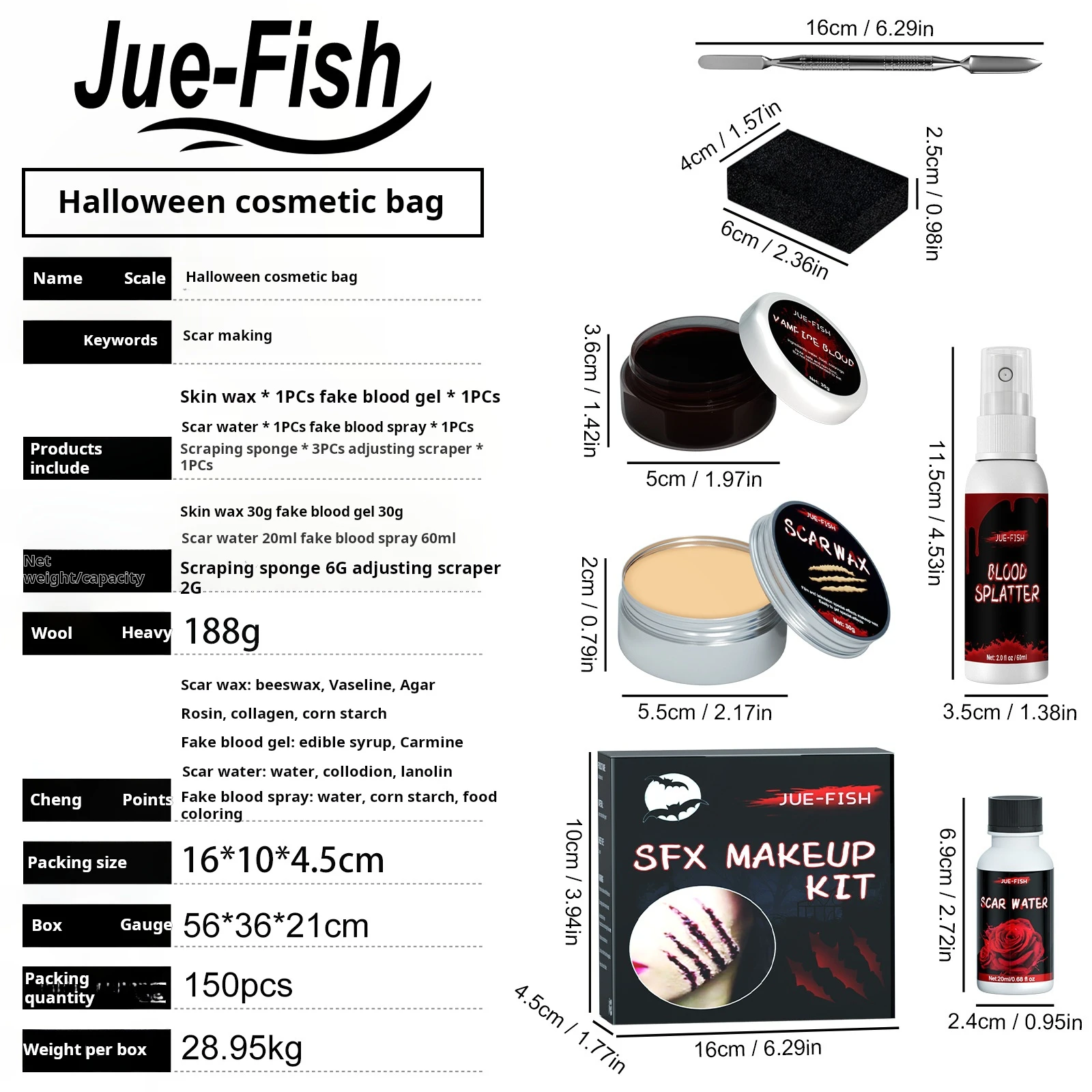 مجموعة أدوات مكياج للوجه للهالوين، مؤثرات خاصة لرعب الهالوين، أدوات مكياج لطلاء الندبات البلازما وشمع البلازما