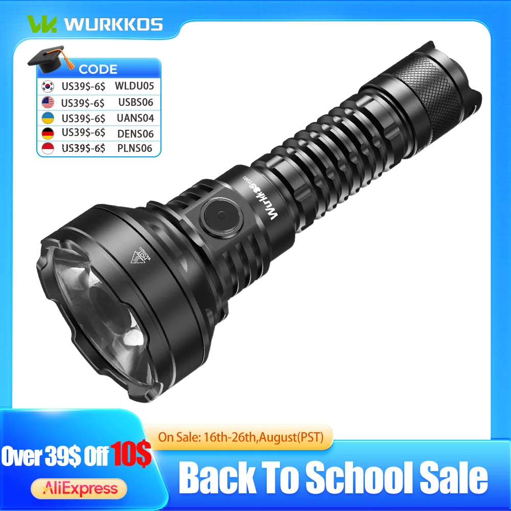 Wurkkos TD01 21700 Taktische Taschenlampe, 2200 lm, wiederaufladbare Hochleistungs-Taschenlampe, IPX8 LED-Taschenlampe, 1039 Meter, Selbstverteidigungsbeleuchtung