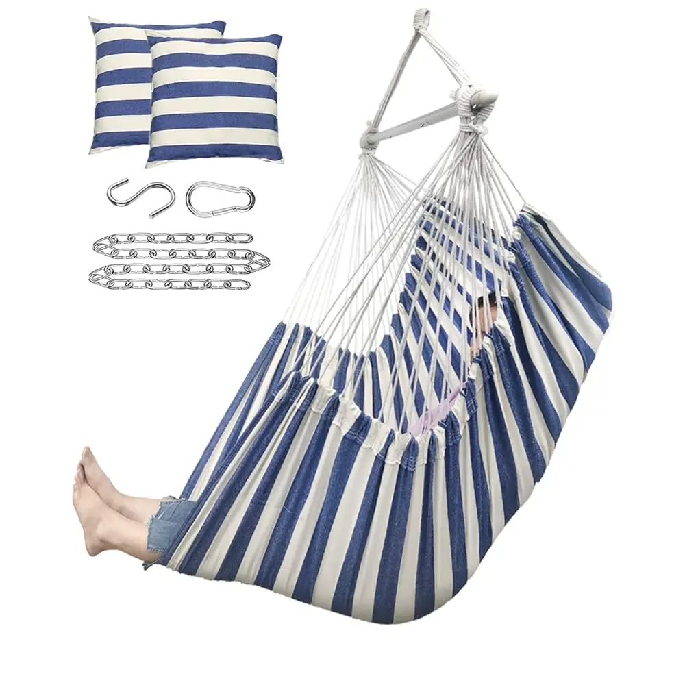 

Hammo Chair Hanging Chair Rope Swing Xxl - Max 500Lbs, 70In Large Hammo Swing Chair -Portable Steel Spreader Bar With Anti-Slip