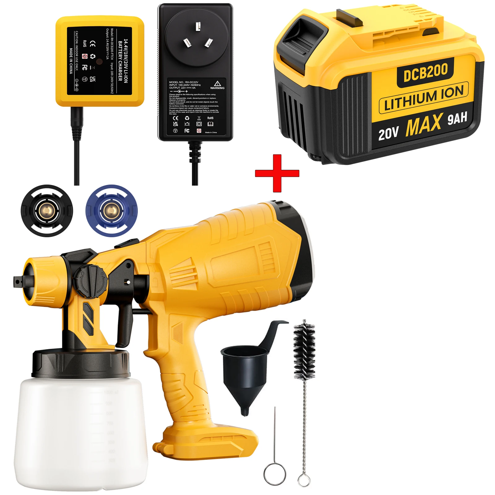 Wiederaufladbare Spritzpistole für Dewalt 20 V Akku, elektrische Spritzpistole zum Malen, kabelloses Werkzeug, 9,0 Ah, Ersatz für die Automobilindustrie an der Wand