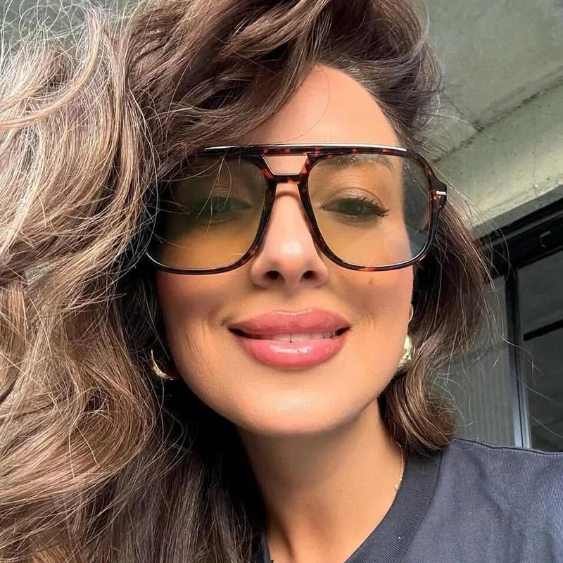 Rétro grand cadre femmes lunettes de soleil carrées Double faisceaux noir circulaire Cool hommes lunettes de soleil une pièce concepteur pilote lunettes de soleil