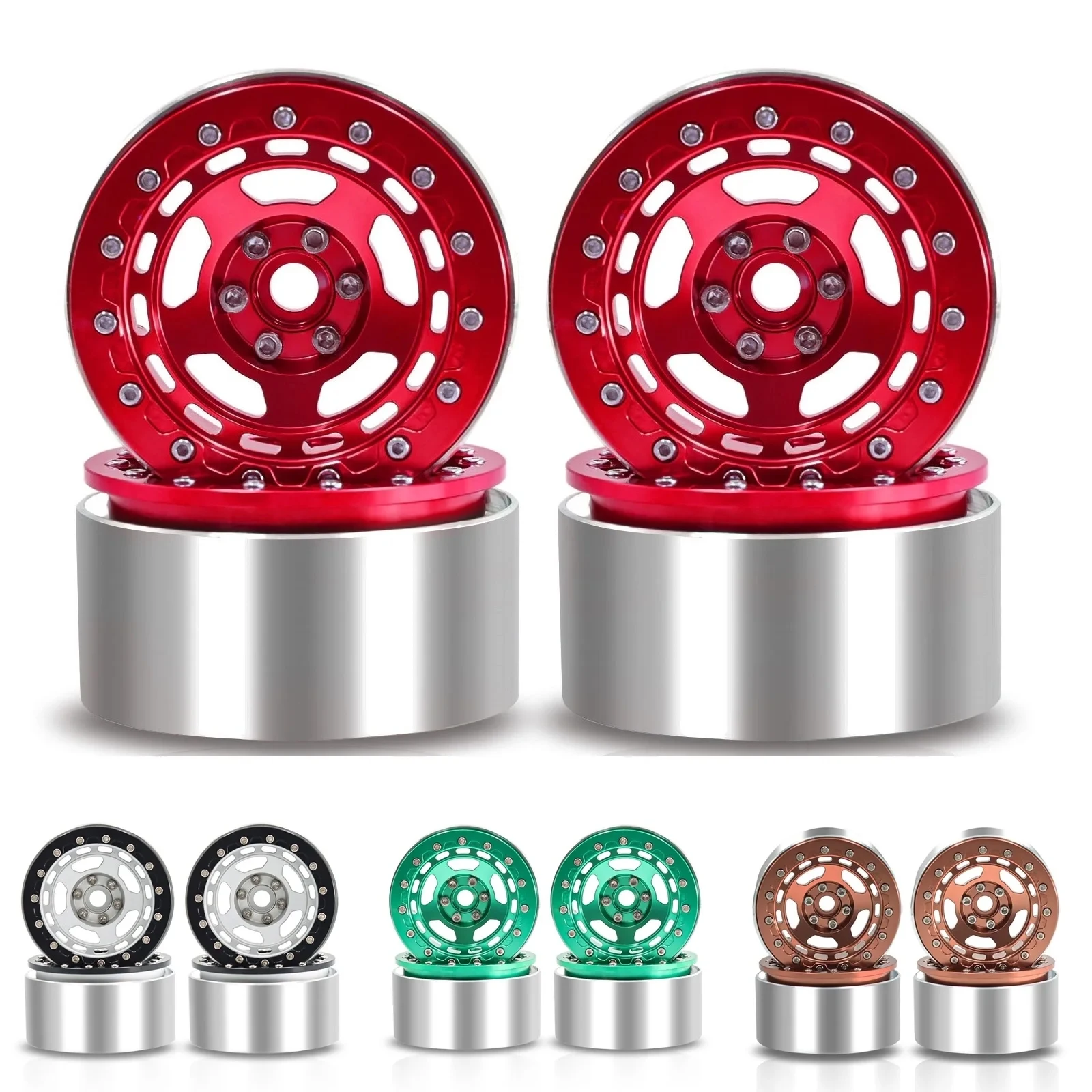 

4pcs Metal 2.2" Beadlock Wheel Rim Wheel Hub for 1/10 RC Crawler Car Axial SCX10 Wraith Capra RR10 RBX10 Traxxas TRX4 D90