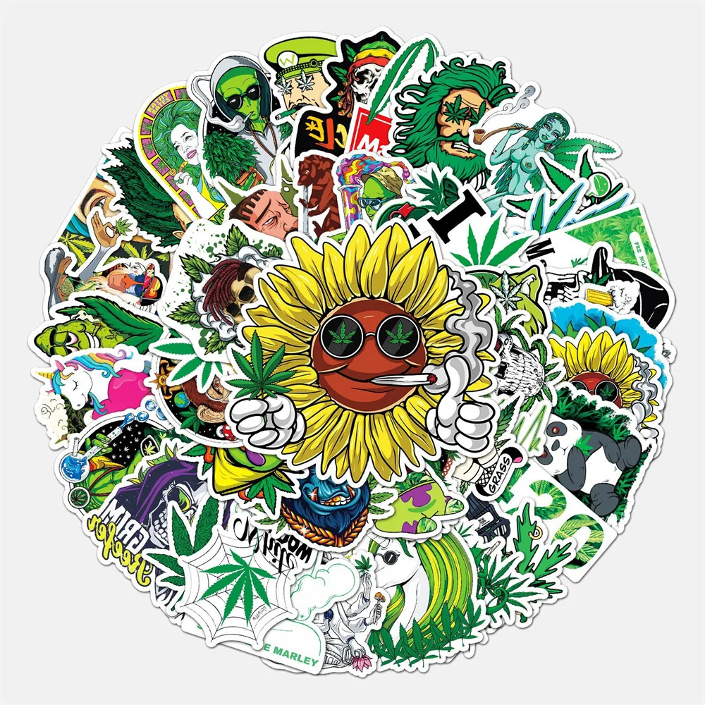 50PCS Cartoon Animation Weed Character Personalized Graffiti Creative Sticker Toy Car Mobile Phone Refrigerator Desk Decoration