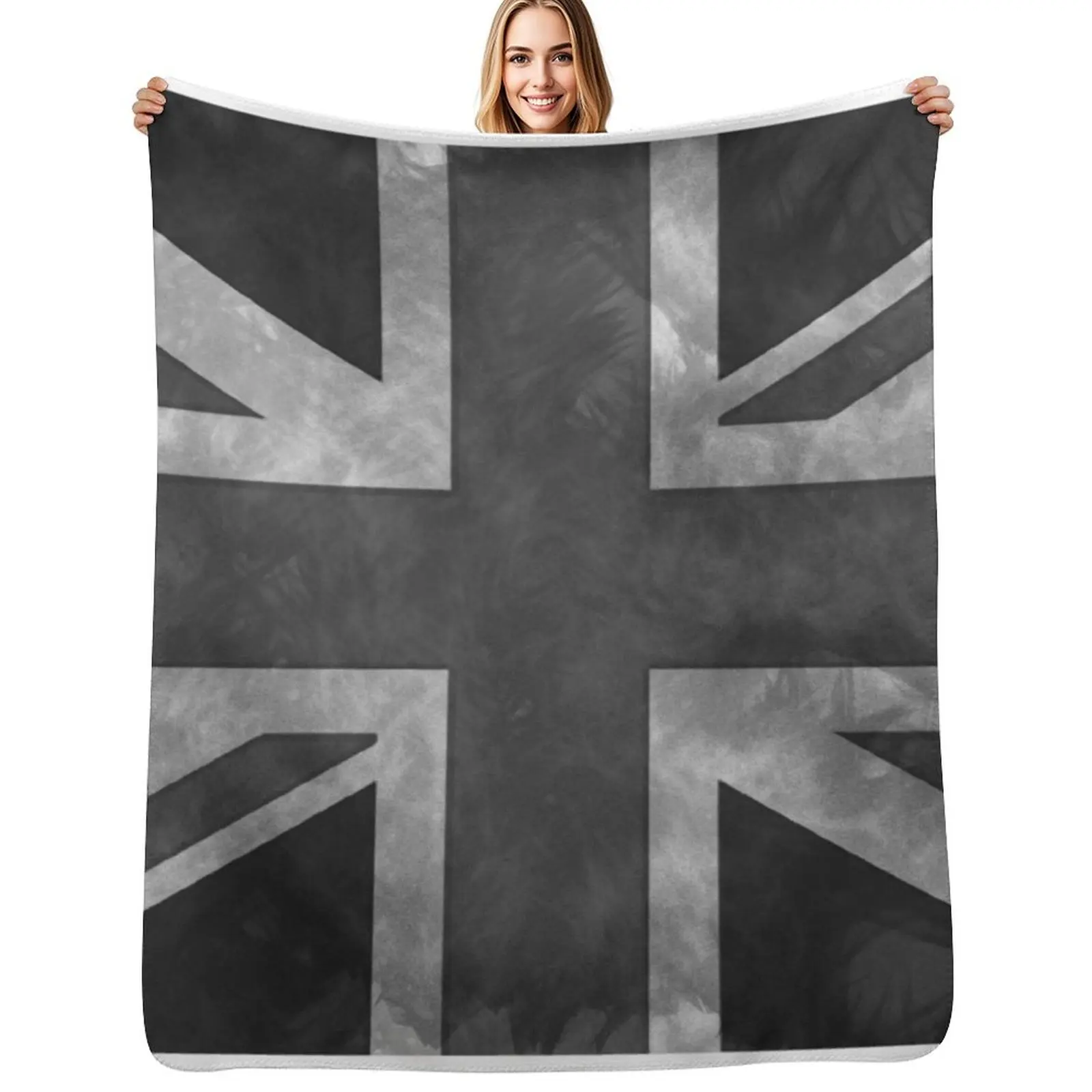 

Greyscale Distressed Union Jack Throw Blanket Luxury Brand cosplay anime Blankets