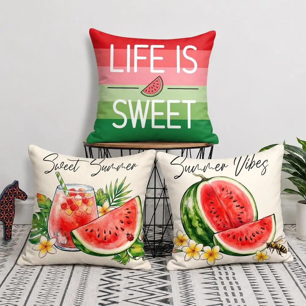Watermelon Holiday Style Cushion Cover Soft Short Plush Pillow Cover Smooth Cozy Texture Cushion Case Home Decor